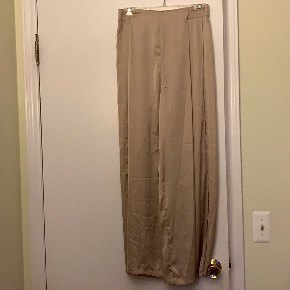 NWT Free People Beige Flowy Pants with Side Slits